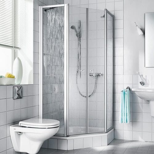 Kermi Nova 2000 F45 pentagonal shower enclosure with swing doors and fixed panels 90x90x185 cm N2F450901811K