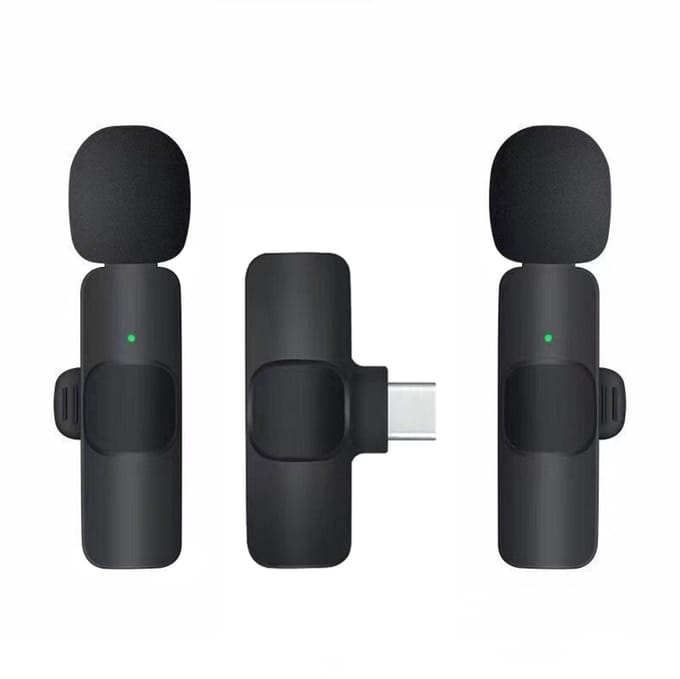 Draadloze USB-C Dasspeldmicrofoon - 2X Lavalier Microfoon met Noise Cancelling - Dual Mic - geschikt voor o.a. Android, Tablet en USB-C Apparaten - zwart