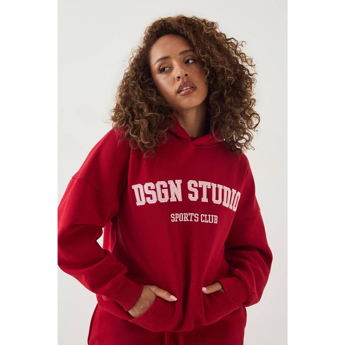 Dames Dsgn Studio Applique Oversized Hoodie | Rood | Maat: Medium