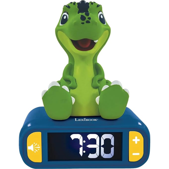 Digitale wekker met 3d dinosaurus nachtlampje en geluidseffecten Lexibook