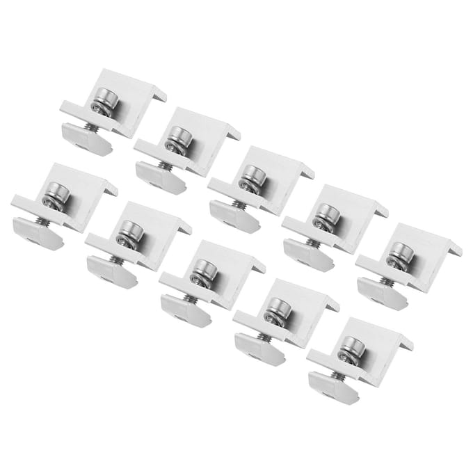 10 STUKS Zonnepaneelmontage Z Beugel Aluminiumlegering Persblok PV Paneel Rail Einde Aardingsklemmen 30mm white