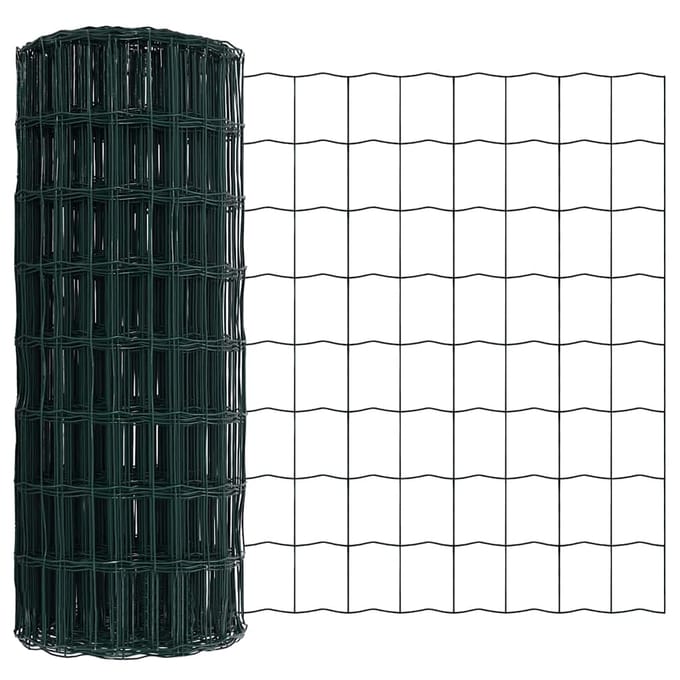 vidaXL - Euro - Hek - 0,6 - x - 50 - m - PVC-gelaagd - ijzer - Groen