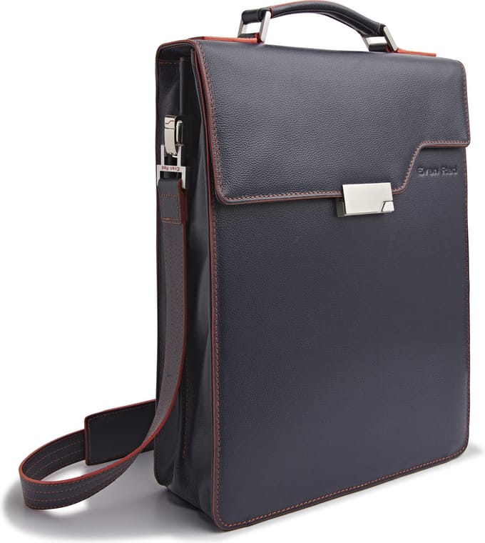 Evan Red London Backpack - Navy Blue - Leer - Laptoptas - Rugzak - Blauw