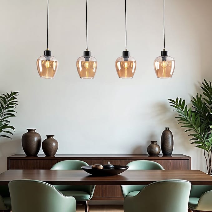 LumenXL 4-lichts hanglamp - amber glas - Sanford