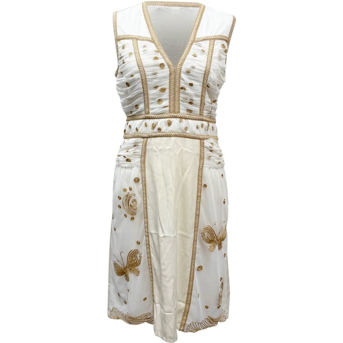 Diane von Furstenberg V-hals Knielange Jurk in Crème Polyester