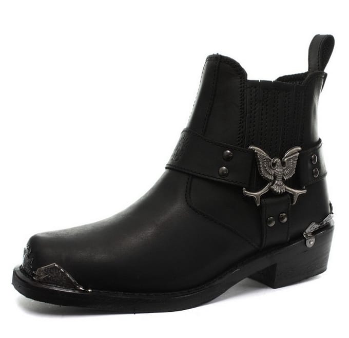 Grinders Heren Zwarte Cowboy Bikerlaarzen - Eagle Lo