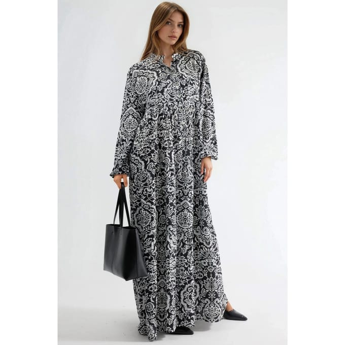 Comfortabele Gewatteerde Maxi Jurk