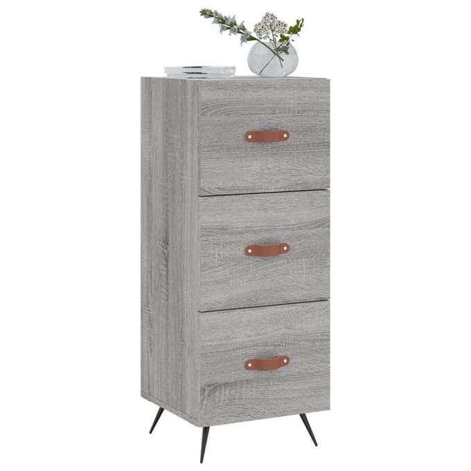 vidaXL - Dressoir - 34,5x34x90 - cm - bewerkt - hout - grijs - sonoma - eikenkleurig