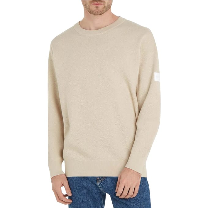 Calvin Klein Heren Natural Structure Crew Neck Sweatshirt (Beige)