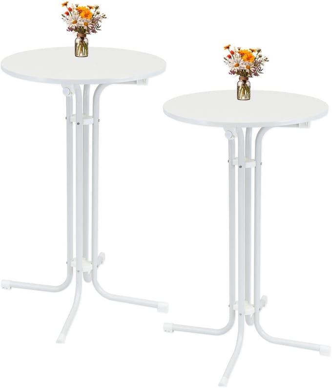 2x bartafel inklapbaar Ø 70 cm hoogte 110 cm stalen gastentafel feesttafel bistrotafel in wit