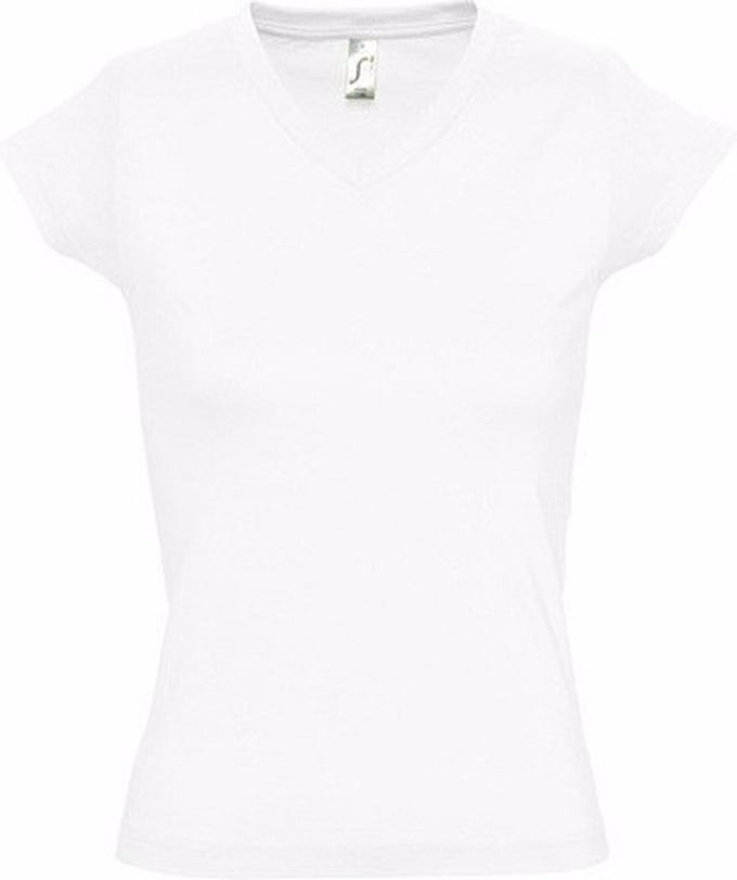 Dames t-shirt V-hals wit 100% katoen slimfit - Dameskleding shirts 42