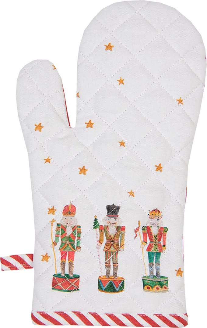 Clayre & Eef Kind Ovenwant 12x21 cm Wit Rood Katoen Notenkrakers