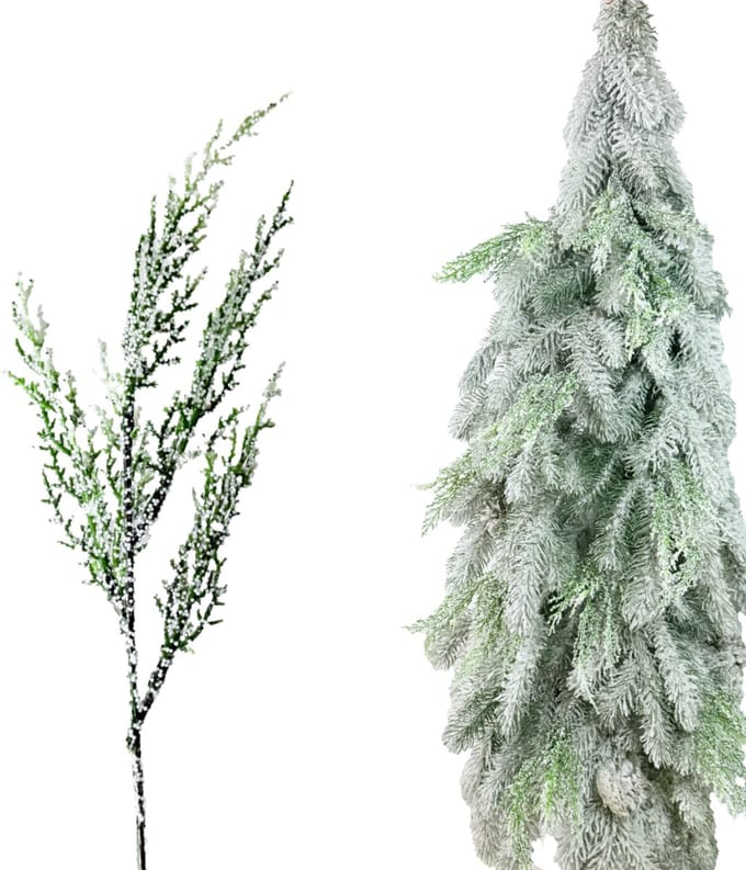 Inspiruj - Groen Ijzig Decoratieve Tak - Met Kristallen en Glitter - 30 cm