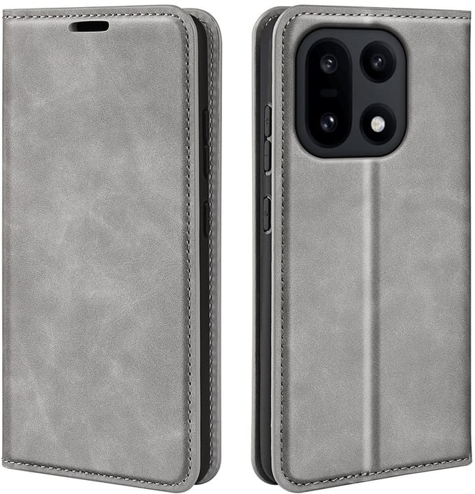 MobyDefend Hoesje - Geschikt voor OnePlus 15 - Luxe Wallet Bookcase (Magnetische Sluiting) - Grijs