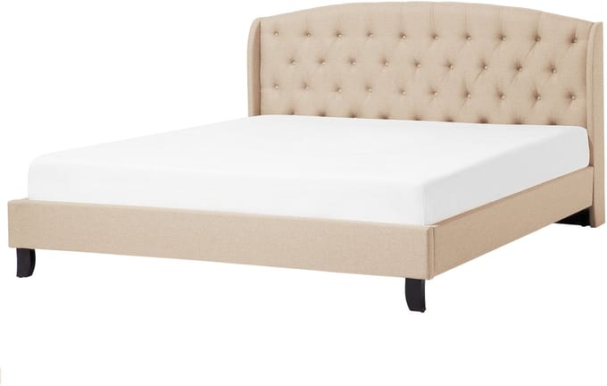 BORDEAUX - Tweepersoonsbed - Beige - 160 x 200 cm - Polyester