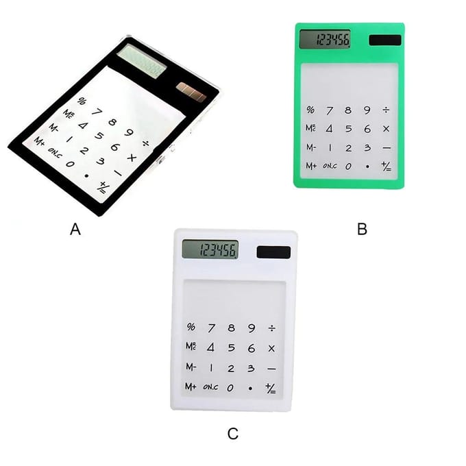 Mini calculatrice solaire économiseuse d'énergie d'affichage de 8 bits d'écran tactile transparent de couleurs multi blanc