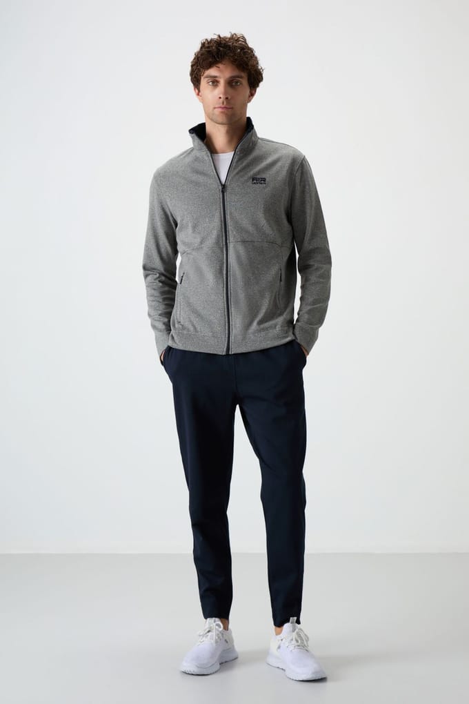 Heren Katoenmix Zip Sweater en Broek Set