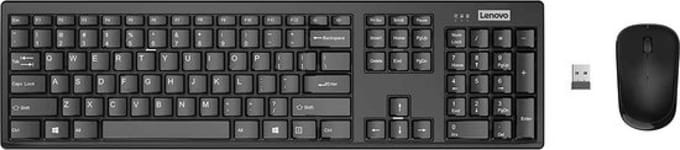 Lenovo 100 Wireless Combo - keyboard and mouse set - English - black - Keyboard and mouse set - Engels - Zwart