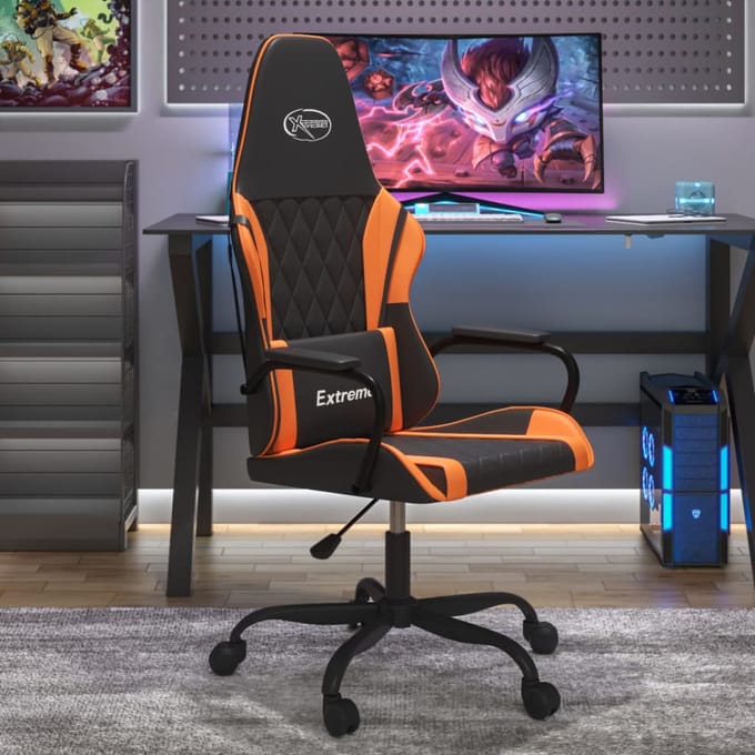 vidaXL - Gamestoel - kunstleer - zwart - en - oranje