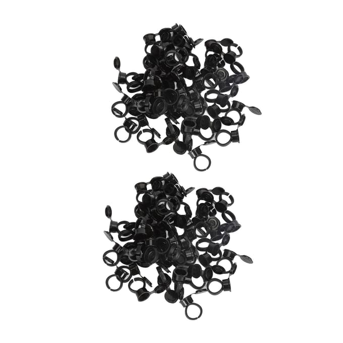 100 stuks Wegwerp Tattoo Inkt Ring Cup met Stofdeksel Microblading Pigment Ring Cup voor Wimper zwart