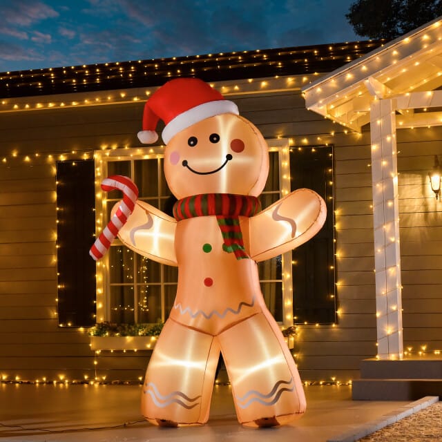 4goodz Opblaasbare kerstfiguur opblaasbare peperkoekman met led licht 240 cm