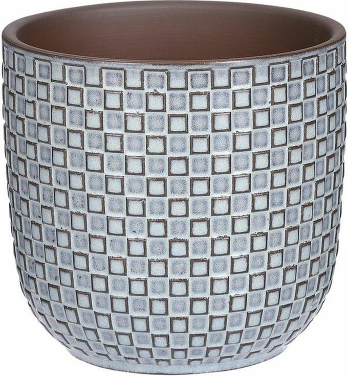 Mica Decorations - Plantenpot/bloempot - Keramiek blauw - D13,5/H13 cm