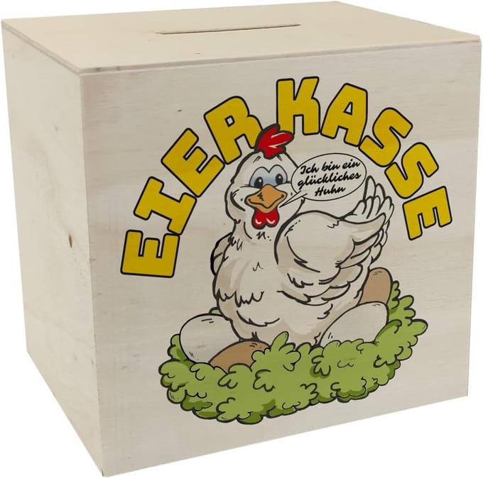 Houten Spaarpot Kip met Eieren - Grappige Spaarpot voor Geschenken