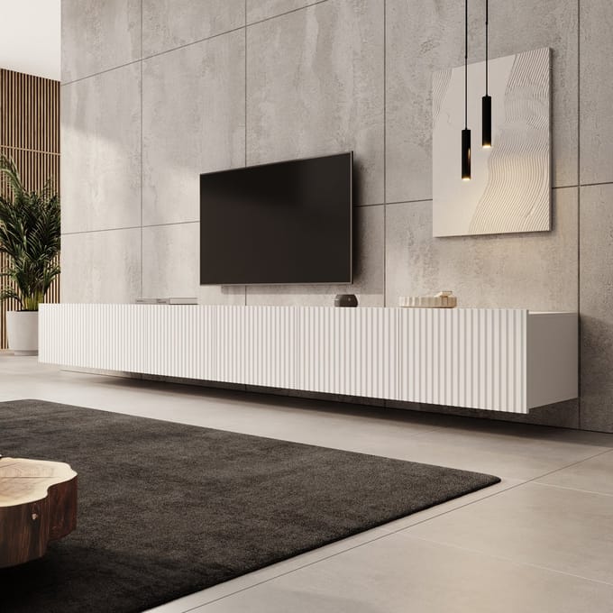 Meubella - TV-Meubel Kenderes - Wit - 300 cm