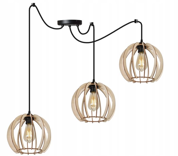 Light-Home SPIDER TIMBER – Hanglamp – Hout – Modern – 3x E27 – LED-ready