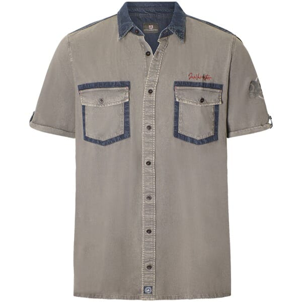 Jan Vanderstorm herren Overhemd Met Korte Mouwen - 51/52 - grijs - Plus Size