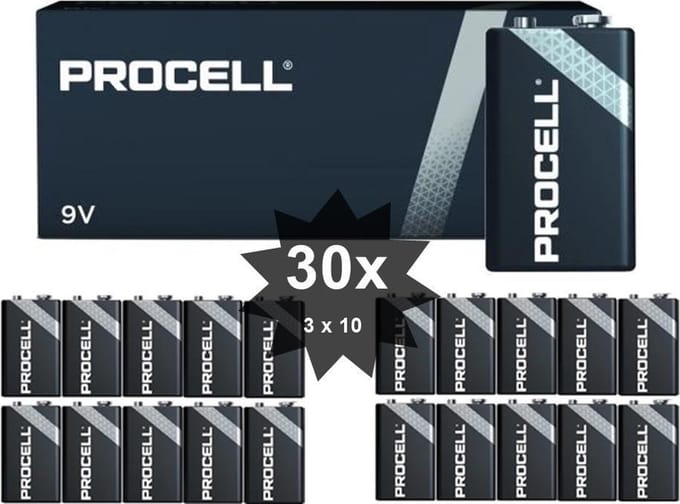 PROCELL 9V Alkaline E-Block / 6LP3146 - 30 Stuks (3 pakjes a 10st) -