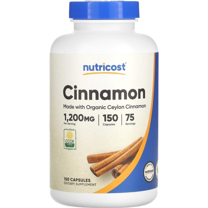 Nutricost, kaneel, 1.200 mg, 150 capsules (600 mg per capsule)