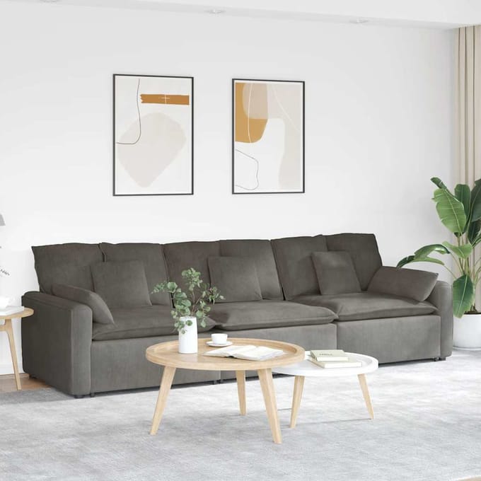 vidaXL - Modulaire - bank - met - kussens - lichtgrijs