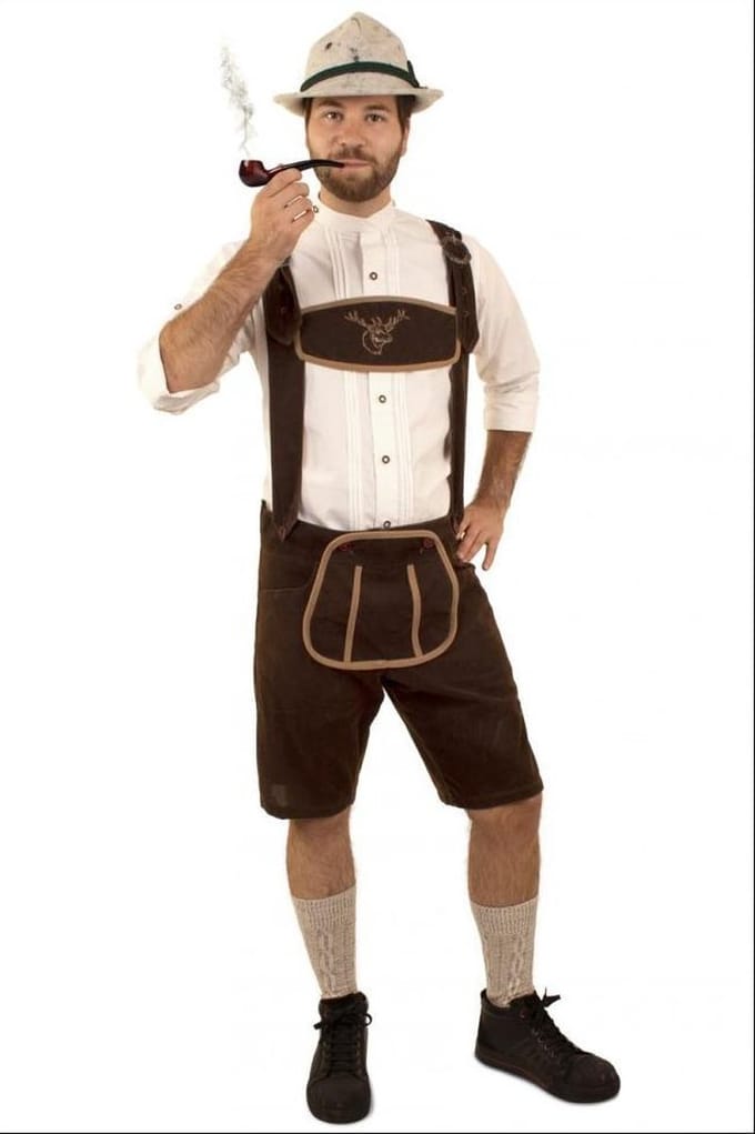 Tirolerbroek Moritz donkerbruin kort mt.58.