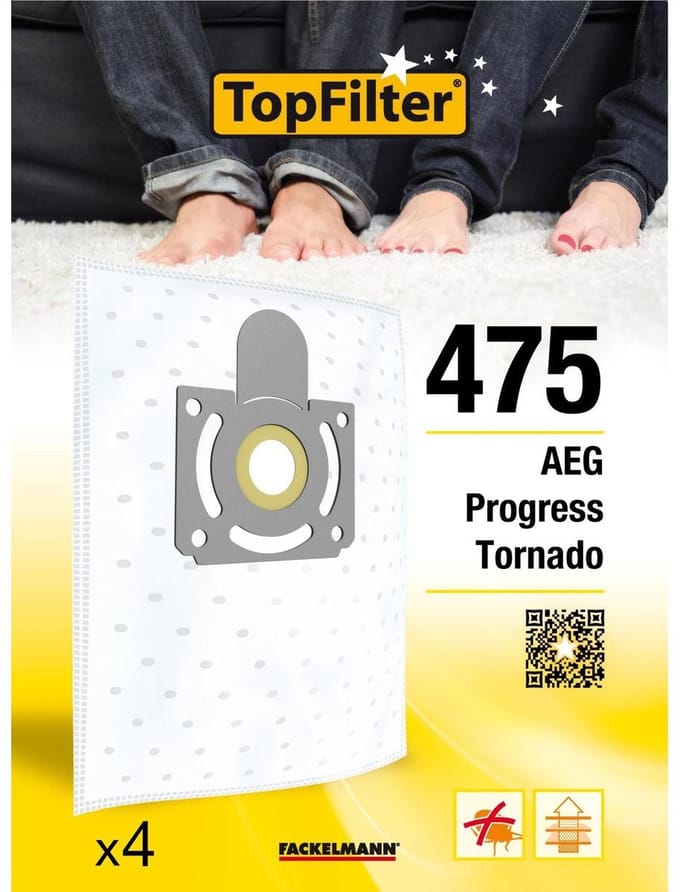 Set van 4 pakken van 4 stofzuigerzakken 64475 Tornado en AEG TopFilter Premium
