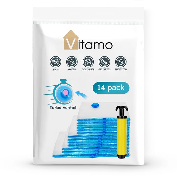 VITAMO Complete Set Vacuümzakken - 13 stuks - incl. Pomp - 4 Maten opbergzakken