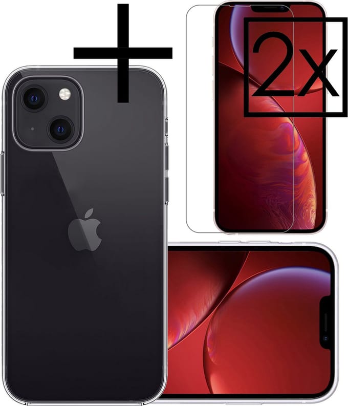 Hoesje - Met 2x Screenprotector - Geschikt voor Apple iPhone 14 Plus - Sterk & Shockproof - Back Cover - Siliconen Case - Telefoon Hoes - Transparant
