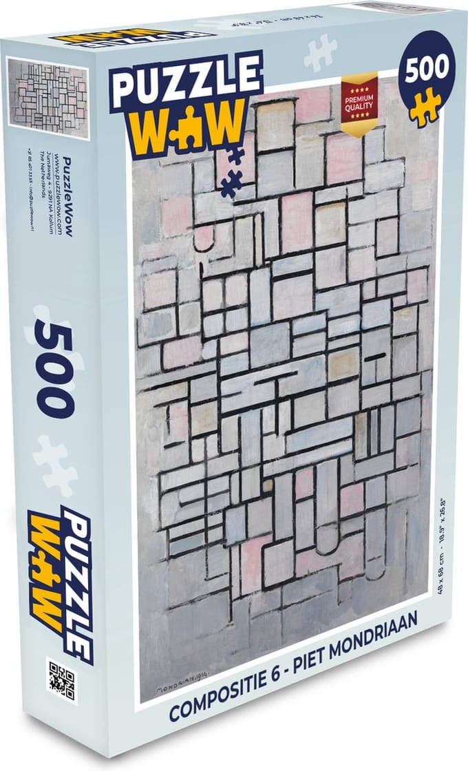 Puzzel Compositie 6 - Piet Mondriaan - Legpuzzel - Puzzel 500 stukjes