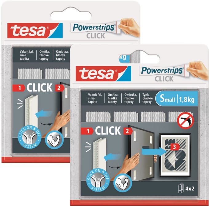 Tesa Powerstrips Click - Zelfklevende Klittenband - 4 Paar - Maat S