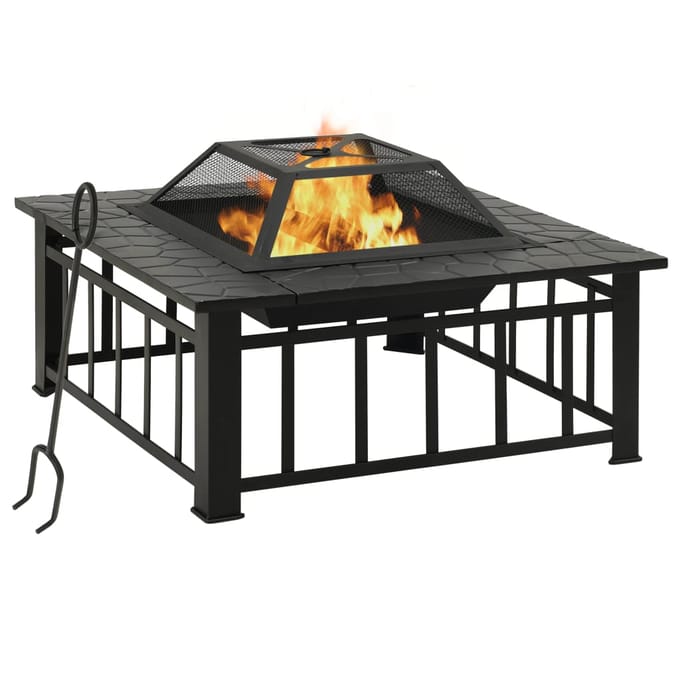 vidaXL - Vuurplaats - met - pook - XXL - 81x81x47 - cm - staal
