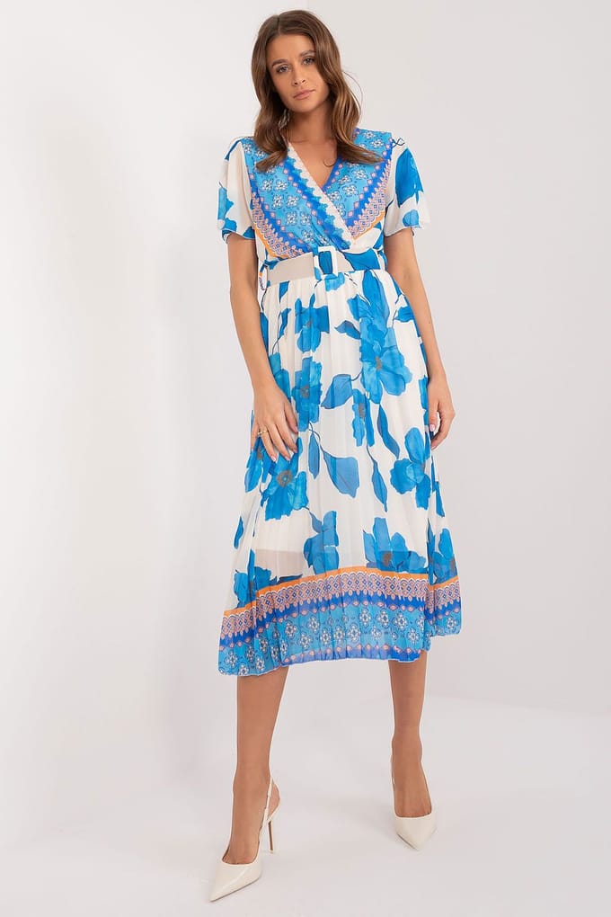 Sunset Citrus Wrap Dress - Blue / One Size