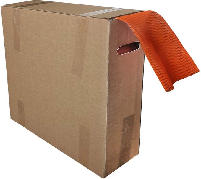 Kortpack - Buisnet 100mm - 200mm x 100mtr - 1 Rol in dispenserdoos - Oranje - (015.0855)