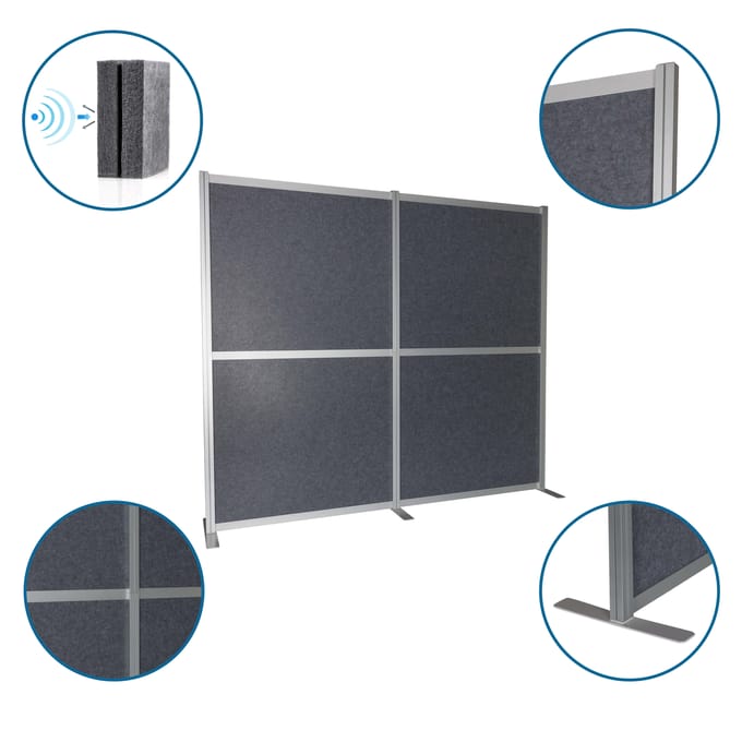 Akoestische scheidingswand / verplaatsbare wand FLEXMIUT MODUL 160x176 PET grijs hjh OFFICE