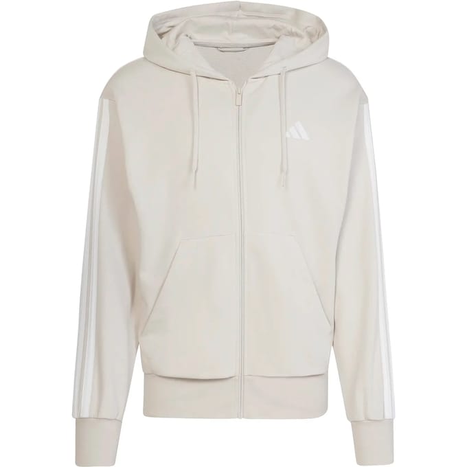 Adidas Essentials 3 Stripes French Terry Sweatshirt Met Rits Beige S / Regular Man