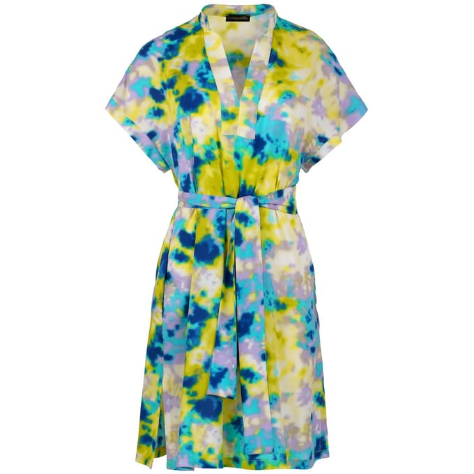 Jurk met abstracte print en splitjes