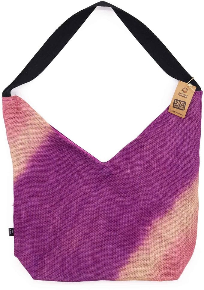 Zachte schoudertas van gemengd materiaal - antiek fuchsia