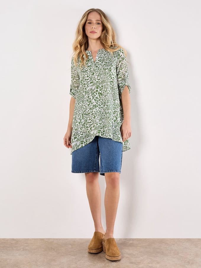 Mixed Animal Print Layered Blouse