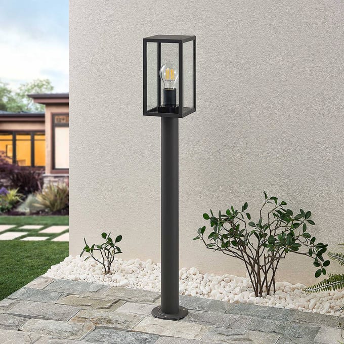 Lindby - Tuinpad verlichting - 1licht - Aluminium, glas - H: 80 cm - E27 - antraciet