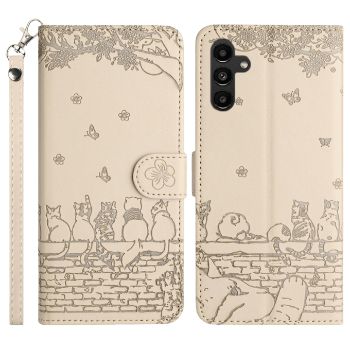 Comfycase Samsung S23 FE Bookcase Hoesje Katten Abrikoos
