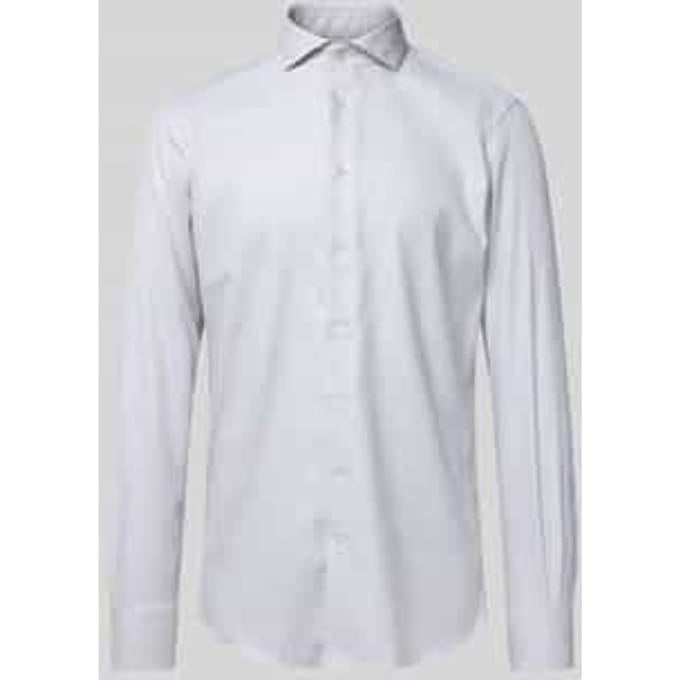 Profuomo slim fit heren overhemd - dobby - beige - Strijkvrij - Boordmaat: 43